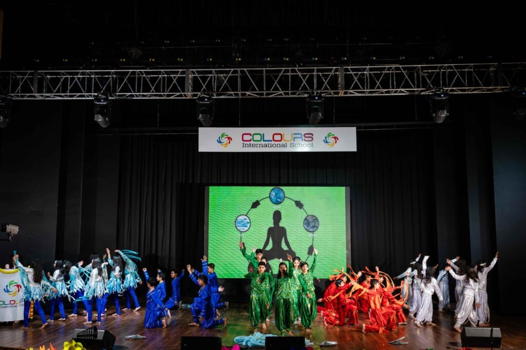 Students performing dance and music activities at Colours School Jaipur